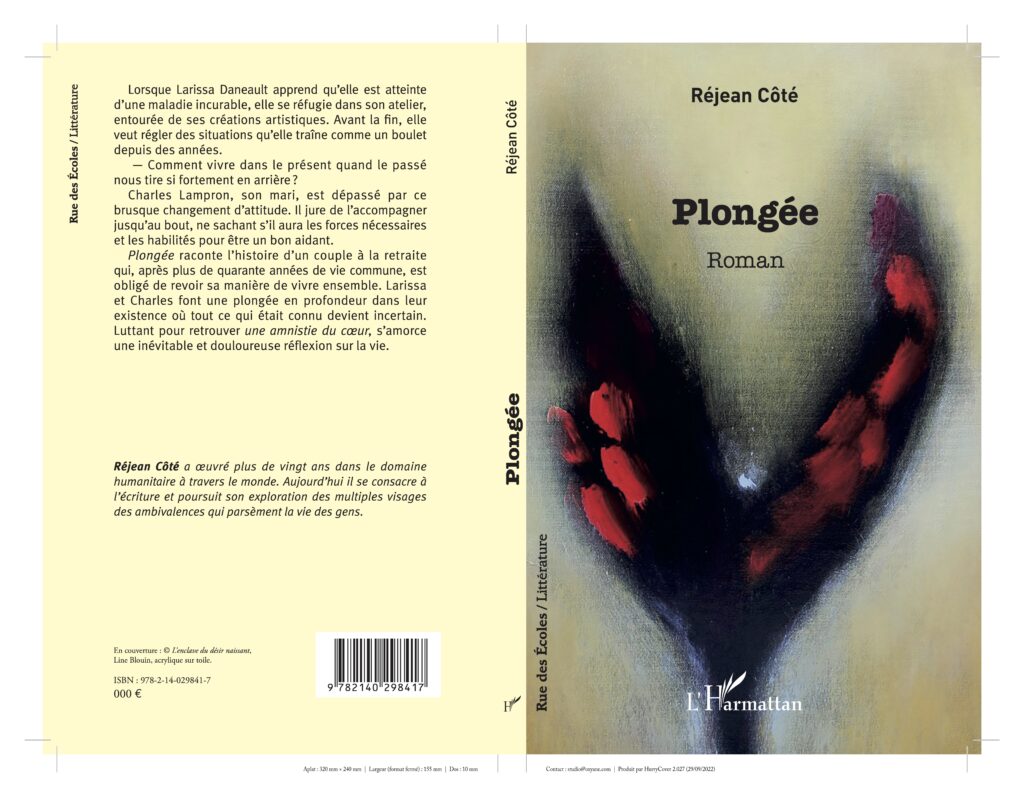 Page couverture du livre intitulé Plongée on y voit comme deux mains ouvertes vers le haut avec des taches rouges